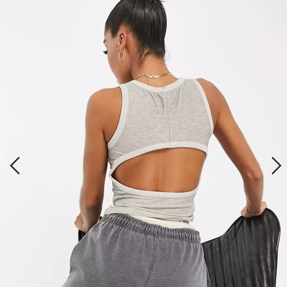 Cut out ribbed vest in grey - Picture 2 of 2